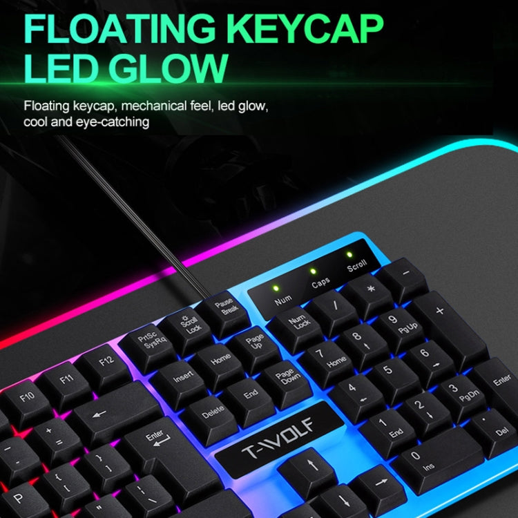 T-WOLF TF230 Colorful Light Effect Game Office Computer Wired Keyboard and Mouse Kit My Store