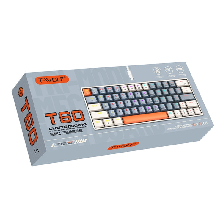 T-WOLF T60 63 Keys Office Computer Gaming Wired Mechanical Keyboard