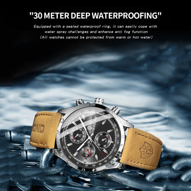 BINBOND B6022 30m Waterproof Luminous Multifunctional Quartz Watch