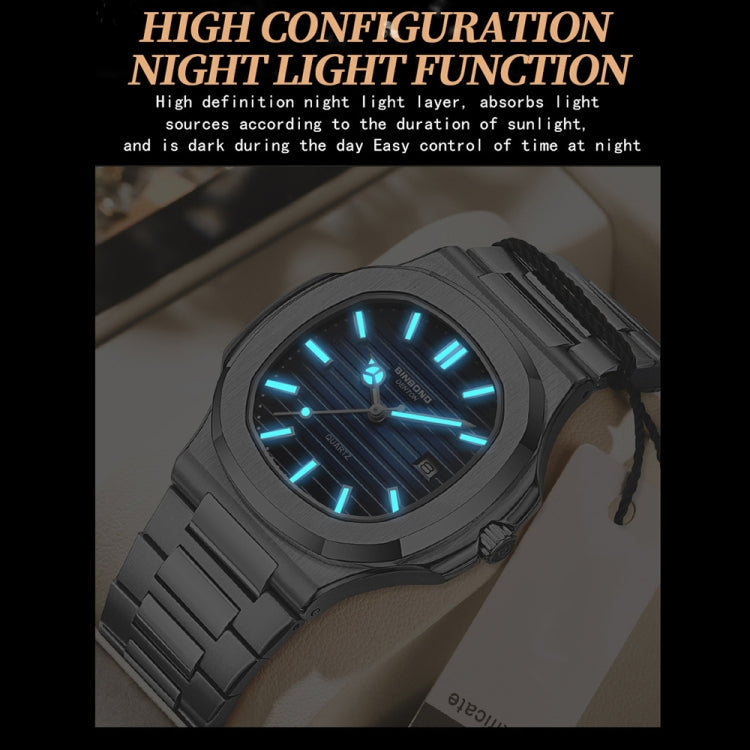 BINBOND B1885 30m Waterproof Retro Luminous Square Men Quartz Watch