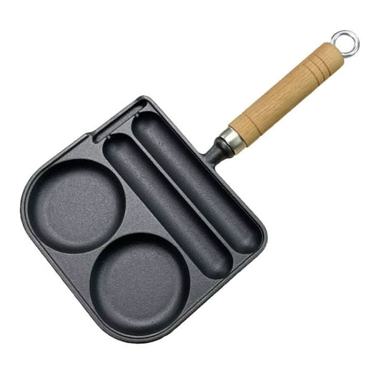 2 In 1 Multifunctional Frying Pan Breakfast Pan Household Cast Iron Roasting Sausage Skillet(Frying Egg Model)-Reluova