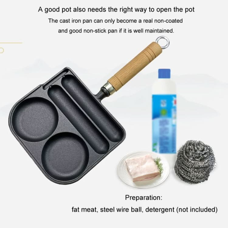 2 In 1 Multifunctional Frying Pan Breakfast Pan Household Cast Iron Roasting Sausage Skillet(Frying Egg Model)-Reluova