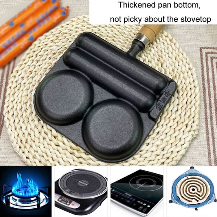 2 In 1 Multifunctional Frying Pan Breakfast Pan Household Cast Iron Roasting Sausage Skillet(Frying Egg Model)-Reluova