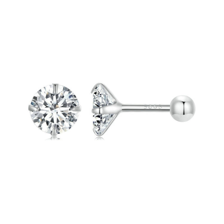 S925 Sterling Silver Platinum Plated Zircon Stud Earrings Jewelry My Store