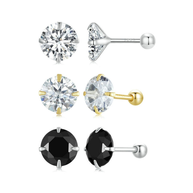 S925 Sterling Silver Platinum Plated Zircon Stud Earrings Jewelry My Store