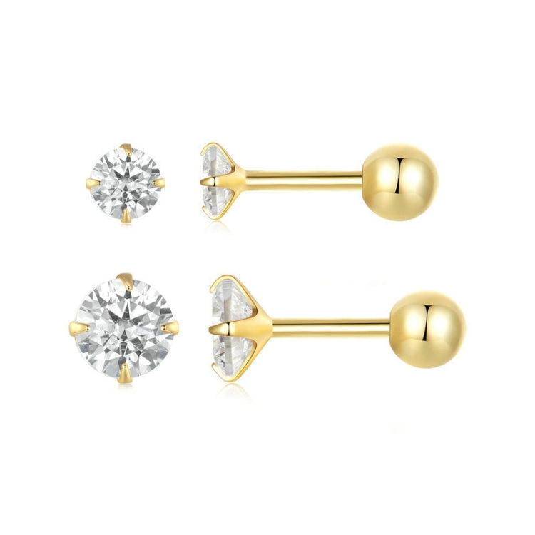 S925 Sterling Silver Platinum Plated Zircon Stud Earrings Jewelry My Store