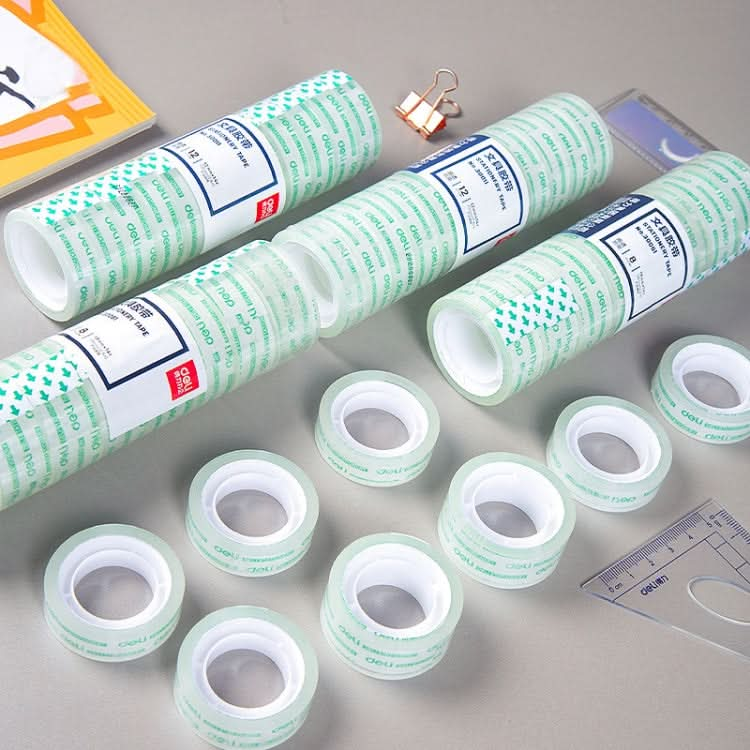 8 Rolls Width 1.8cm x Length 12.8m Deli Small High Viscosity Office Transparent Tape Student Stationery Tape-Reluova