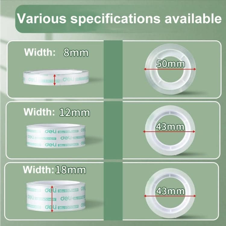 8 Rolls Width 1.8cm x Length 12.8m Deli Small High Viscosity Office Transparent Tape Student Stationery Tape-Reluova