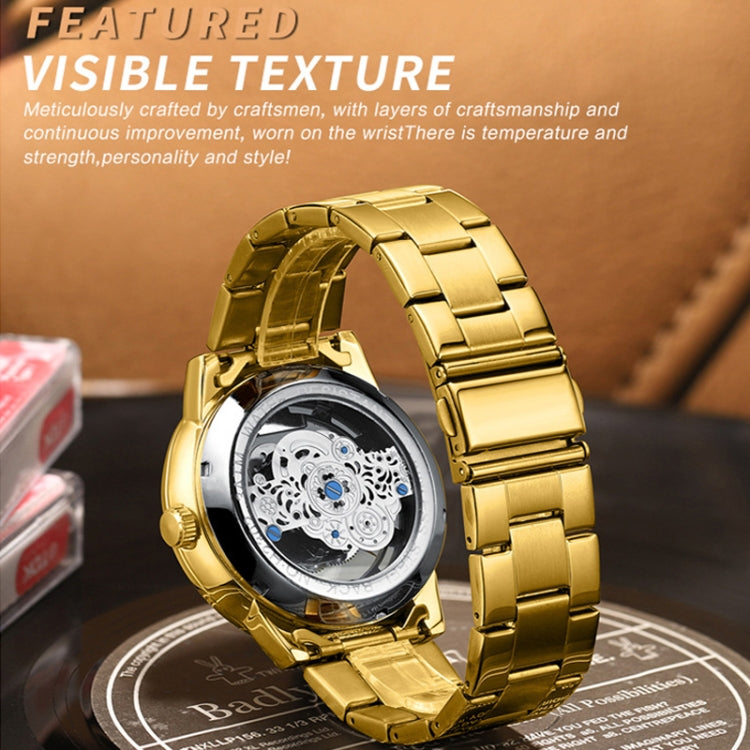 BINBOND B3030 Embossed Dragon Luminous Waterproof Quartz Watch