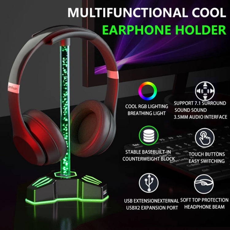 RGB Lighted Headphone Stand With Ambient Light USB Expansion Port Headphone Display Bracket My Store