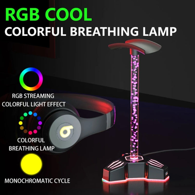 RGB Lighted Headphone Stand With Ambient Light USB Expansion Port Headphone Display Bracket My Store