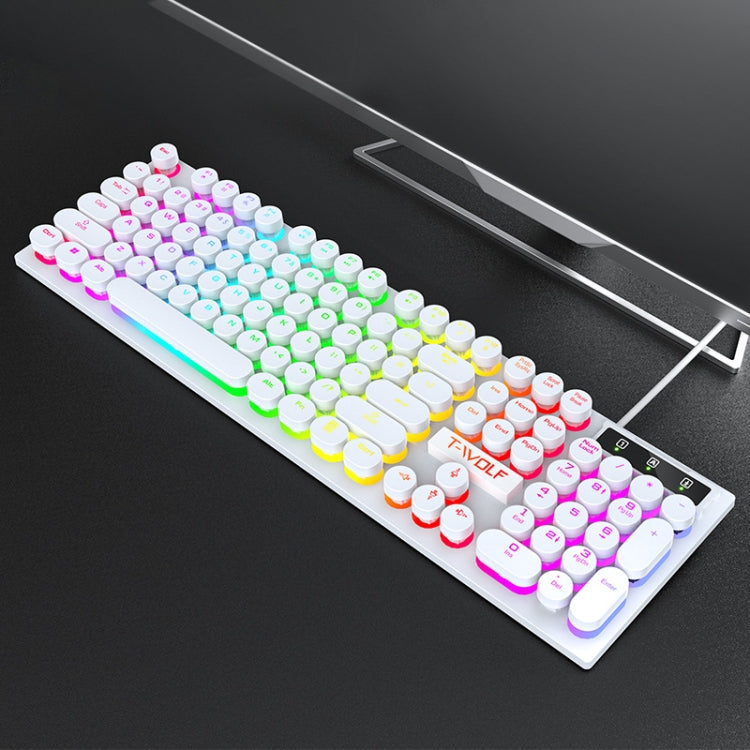 T-WOLF T80 104-Keys RGB Illuminated Office Game Wired Punk Retro Keyboard My Store