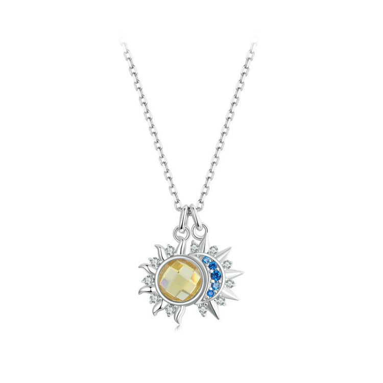 S925 Sterling Silver Platinum Plated Sun Moon and Stars Necklace My Store