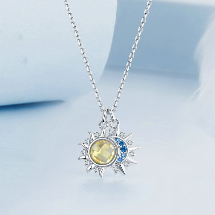 S925 Sterling Silver Platinum Plated Sun Moon and Stars Necklace My Store