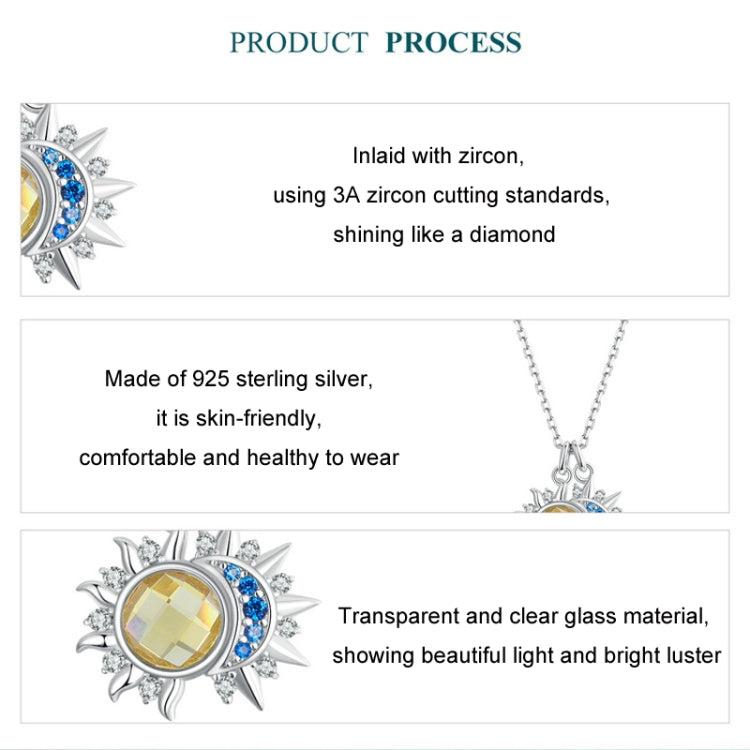 S925 Sterling Silver Platinum Plated Sun Moon and Stars Necklace My Store