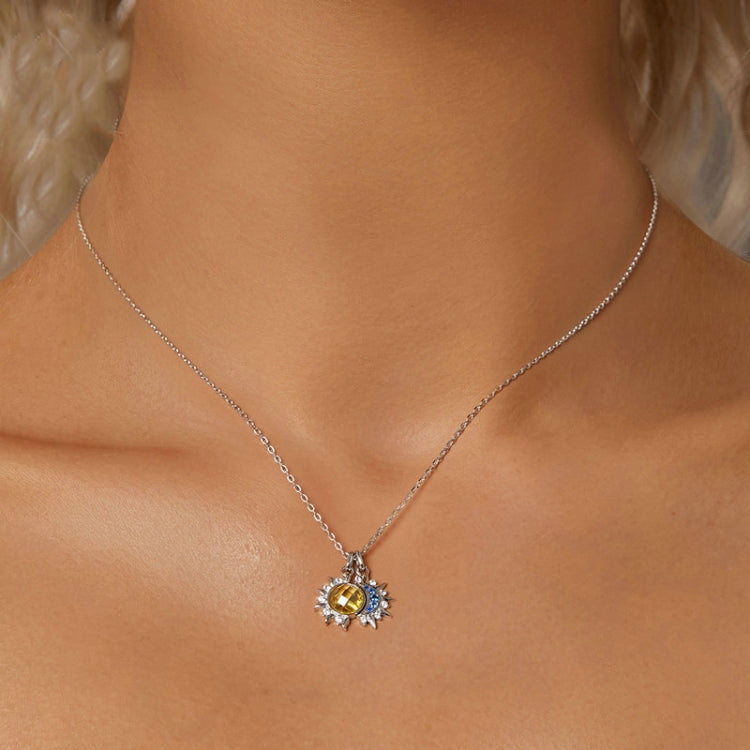 S925 Sterling Silver Platinum Plated Sun Moon and Stars Necklace My Store