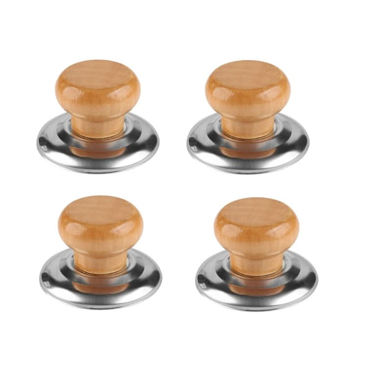 4pcs Household Cap Carrying Handle Kitchen Single Hole Pot Buttons Top Beads Pot Lid Accessories, Model: Solid Wood-Reluova