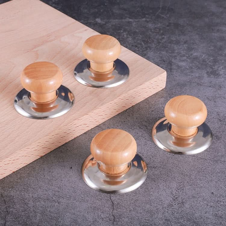 4pcs Household Cap Carrying Handle Kitchen Single Hole Pot Buttons Top Beads Pot Lid Accessories, Model: Solid Wood-Reluova