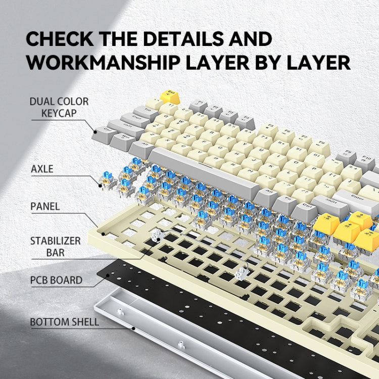 T-WOLF T50 97-keys RGB Luminous Color-Matching Game Mechanical Keyboard with Knob