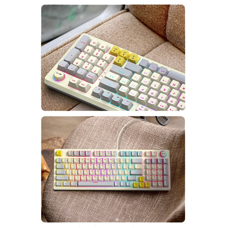 T-WOLF T50 97-keys RGB Luminous Color-Matching Game Mechanical Keyboard with Knob My Store