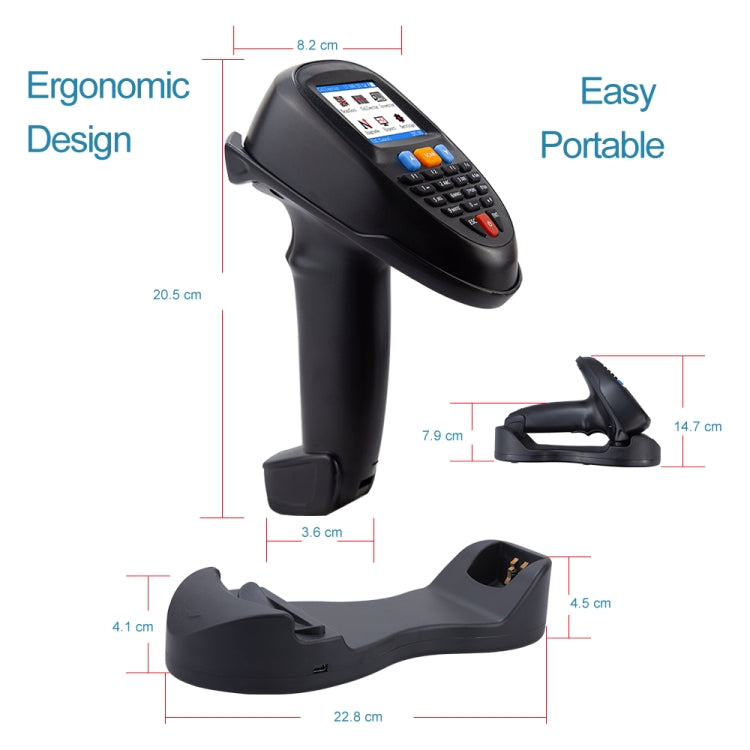 Wireless Barcode Reader Scanner Data Collector With 2.2-Inch LCD Screen Reluova