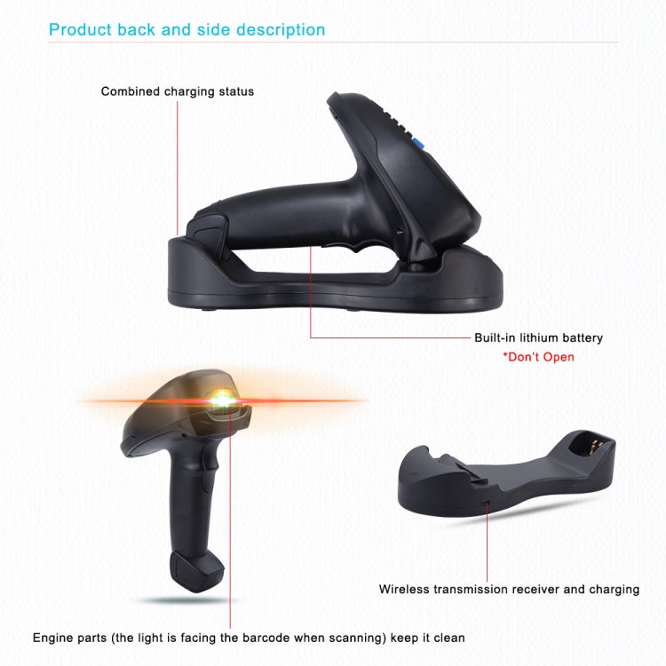 Wireless Barcode Reader Scanner Data Collector With 2.2-Inch LCD Screen Reluova