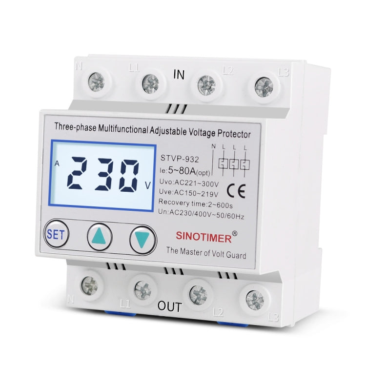 3-phase 380V LCD Self-resetting Adjustable Surge Voltage Protector