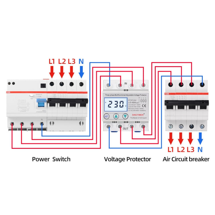 3-phase 380V LCD Self-resetting Adjustable Surge Voltage Protector