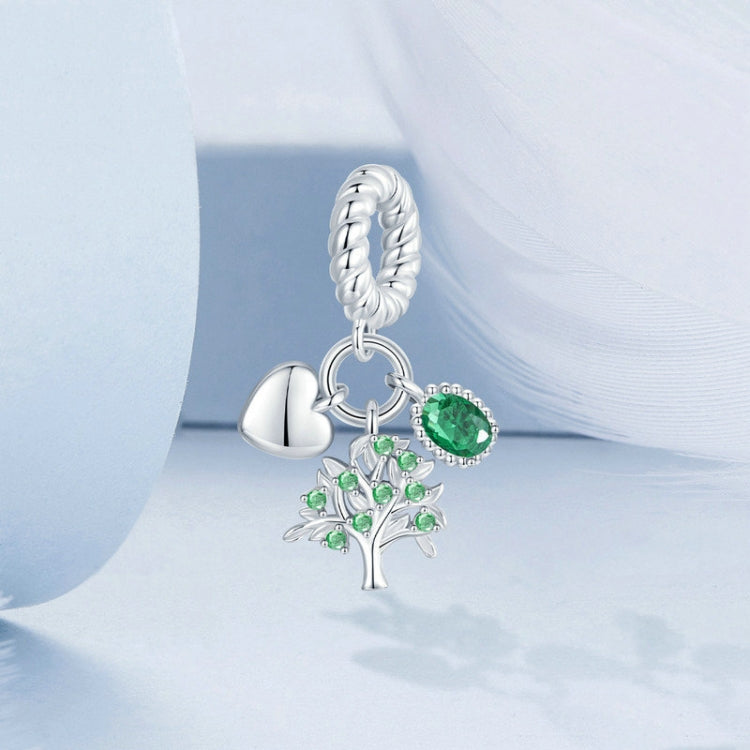 S925 Sterling Silver Platinum Plated Zircon Tree of Life DIY Pendant