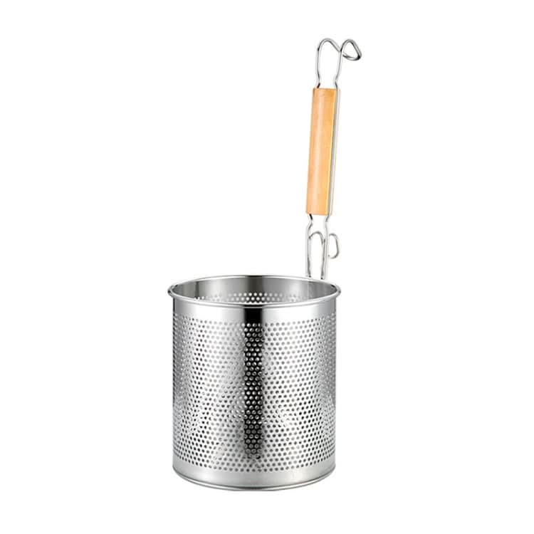 Household Stainless Steel Wooden Handle Spoon Kitchen Filtering Powder Oil Leakage Frying Basket Reluova