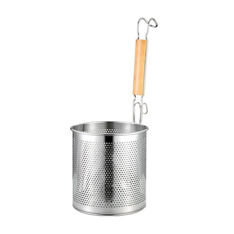 Household Stainless Steel Wooden Handle Spoon Kitchen Filtering Powder Oil Leakage Frying Basket Reluova