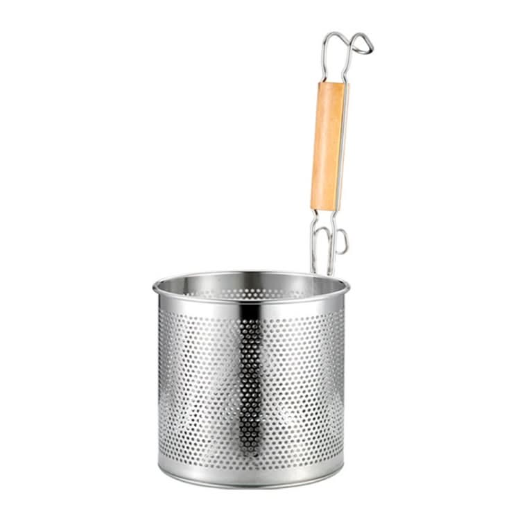 Household Stainless Steel Wooden Handle Spoon Kitchen Filtering Powder Oil Leakage Frying Basket Reluova