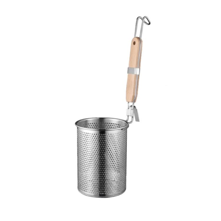 Household Stainless Steel Wooden Handle Spoon Kitchen Filtering Powder Oil Leakage Frying Basket Reluova