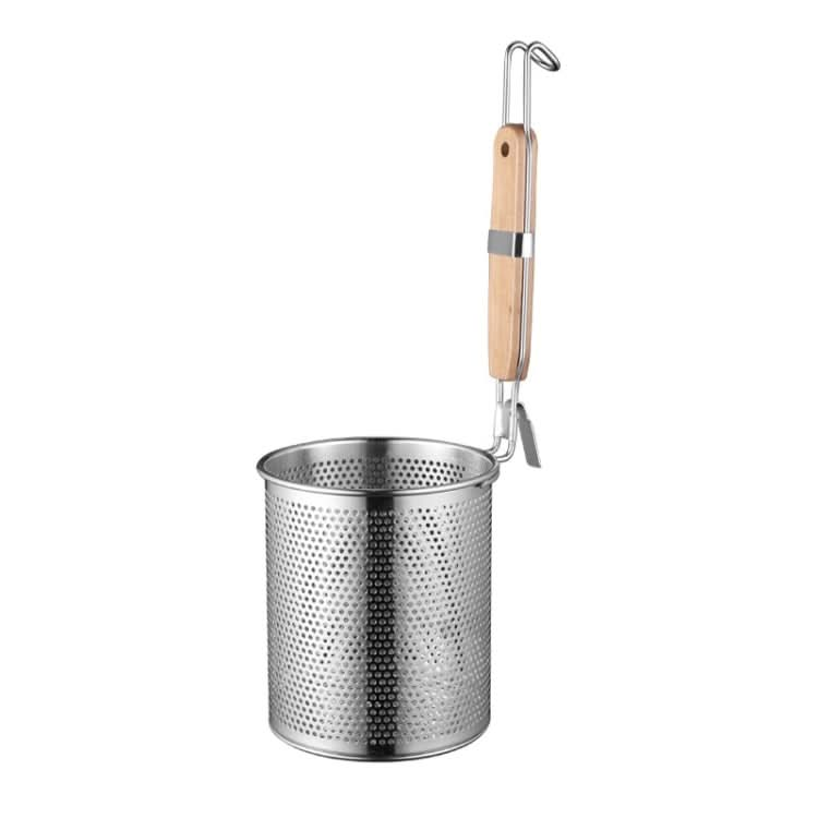 Household Stainless Steel Wooden Handle Spoon Kitchen Filtering Powder Oil Leakage Frying Basket Reluova