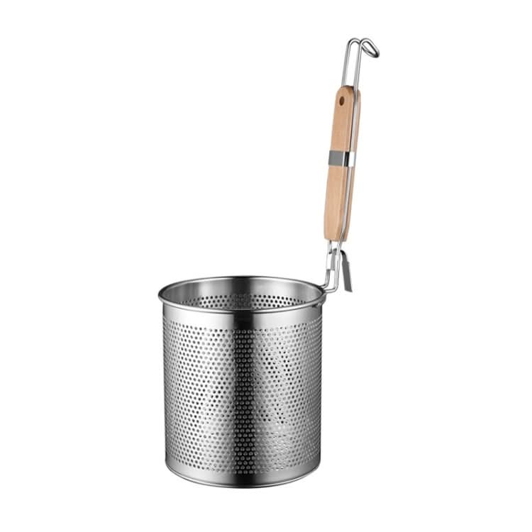 Household Stainless Steel Wooden Handle Spoon Kitchen Filtering Powder Oil Leakage Frying Basket Reluova