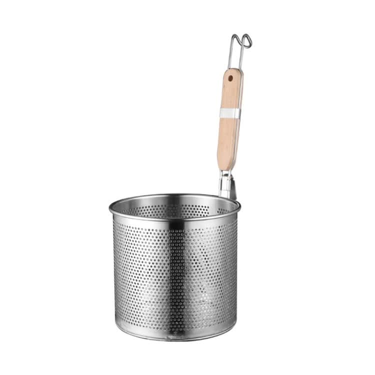 Household Stainless Steel Wooden Handle Spoon Kitchen Filtering Powder Oil Leakage Frying Basket Reluova