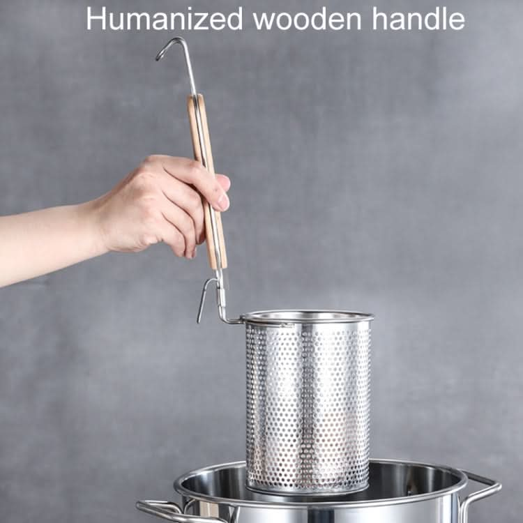 Household Stainless Steel Wooden Handle Spoon Kitchen Filtering Powder Oil Leakage Frying Basket Reluova