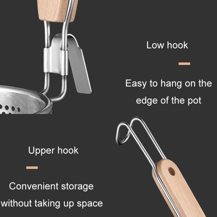 Household Stainless Steel Wooden Handle Spoon Kitchen Filtering Powder Oil Leakage Frying Basket Reluova