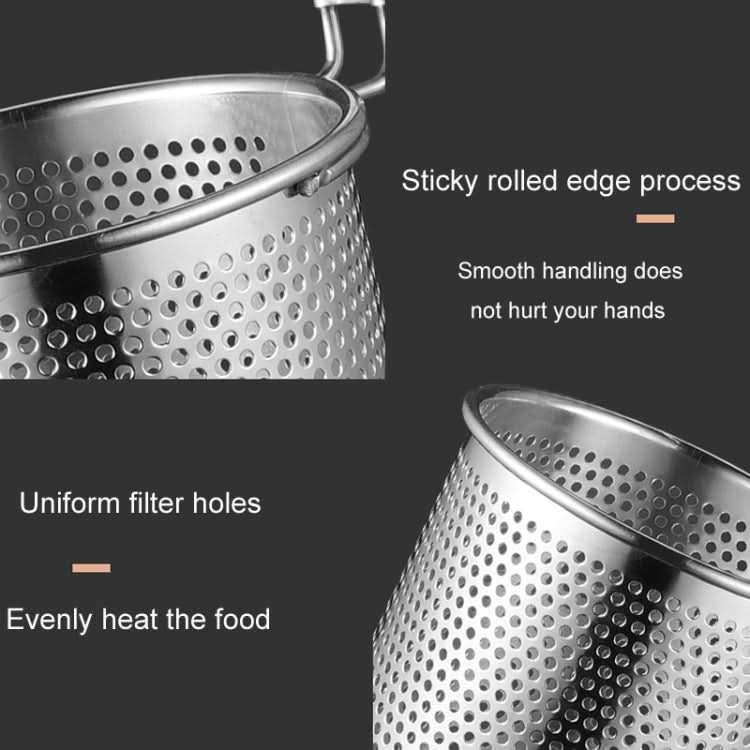 Household Stainless Steel Wooden Handle Spoon Kitchen Filtering Powder Oil Leakage Frying Basket Reluova