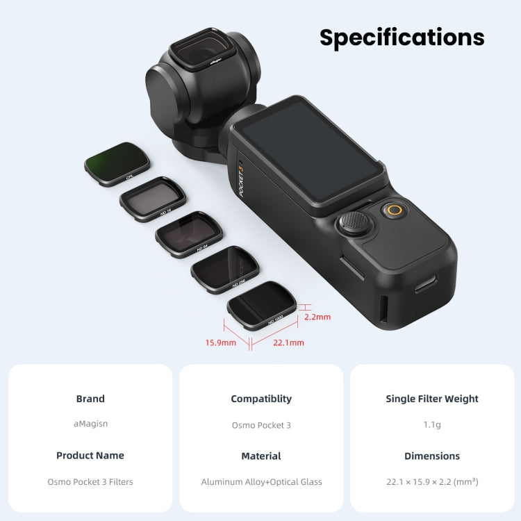 For DJI Osmo Pocket 3 aMagisn HD Double Sided Coated Filters Sports Camera Protective Goggles My Store