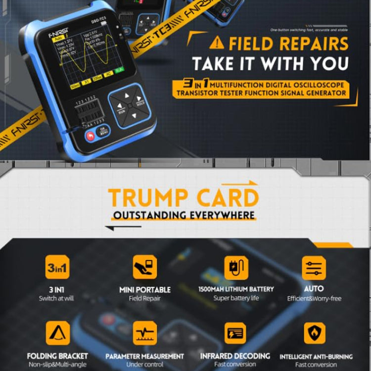 FNIRSI 3 In 1 Handheld Digital Oscilloscope LCR Transistor Tester Reluova