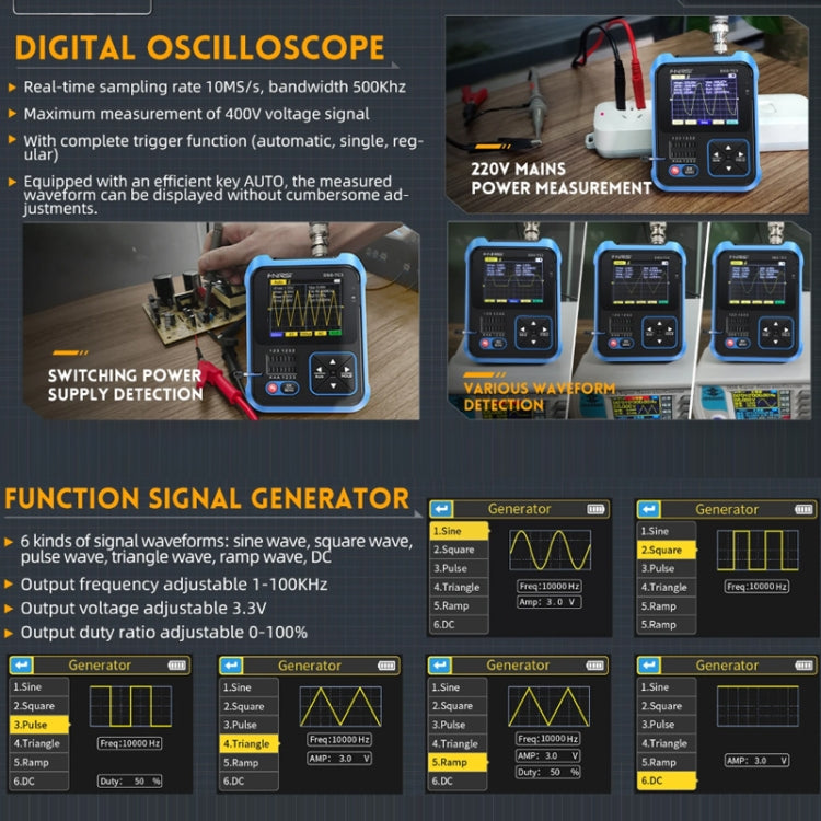 FNIRSI 3 In 1 Handheld Digital Oscilloscope LCR Transistor Tester Reluova