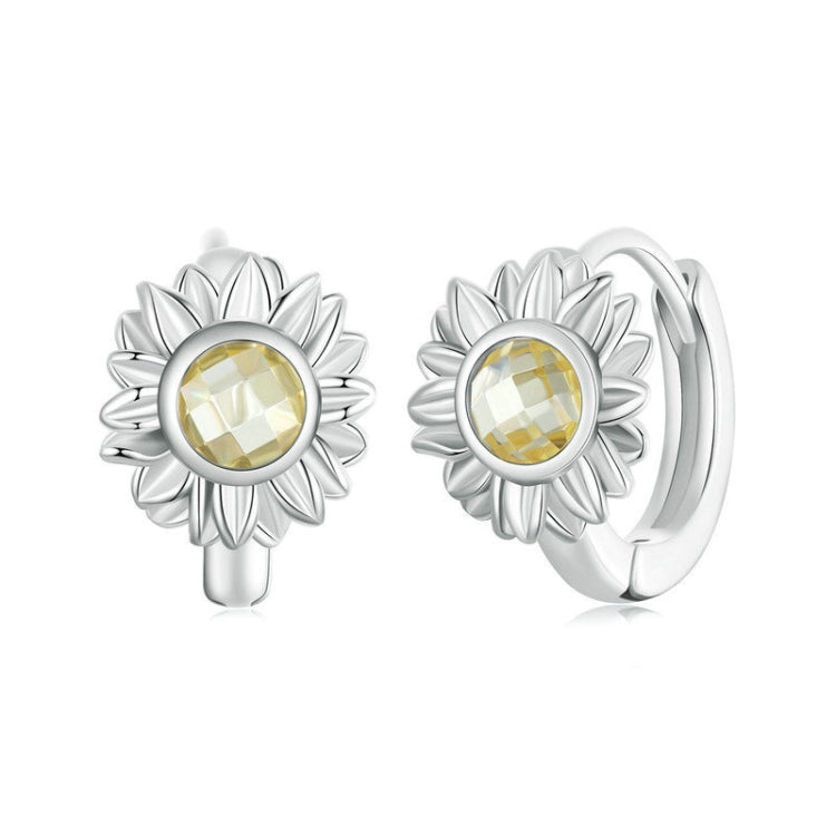 S925 Sterling Silver Women Sunflower Earrings Jewelry My Store