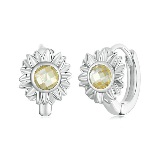 S925 Sterling Silver Women Sunflower Earrings Jewelry My Store