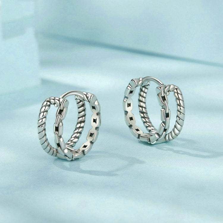 S925 Sterling Silver Vintage Thread Double Layer Earrings My Store