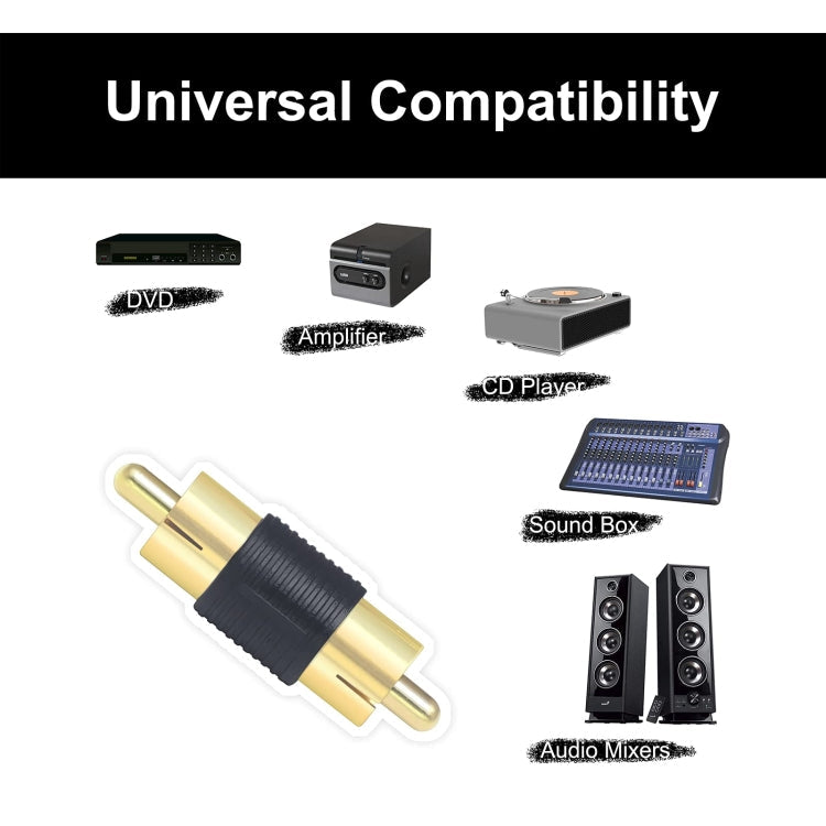 10pcs Gold-plated RCA Lotus Male to-Male  AV Audio Adapter