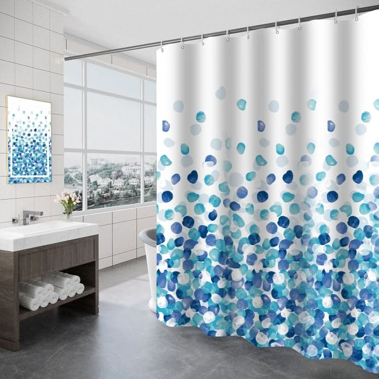 300x200cm Home Thickened Waterproof Shower Curtain Polyester Fabric Bathroom Curtain(Blue Petal)-Reluova