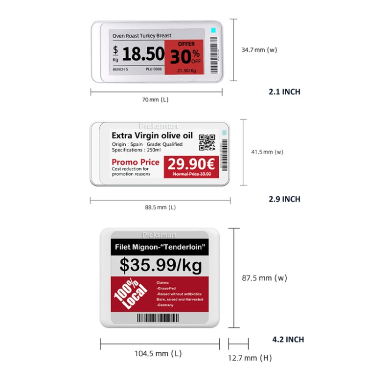 Bluetooth Smart Electronic Labels Support Custom Text/Picture/QR Code/Barcode