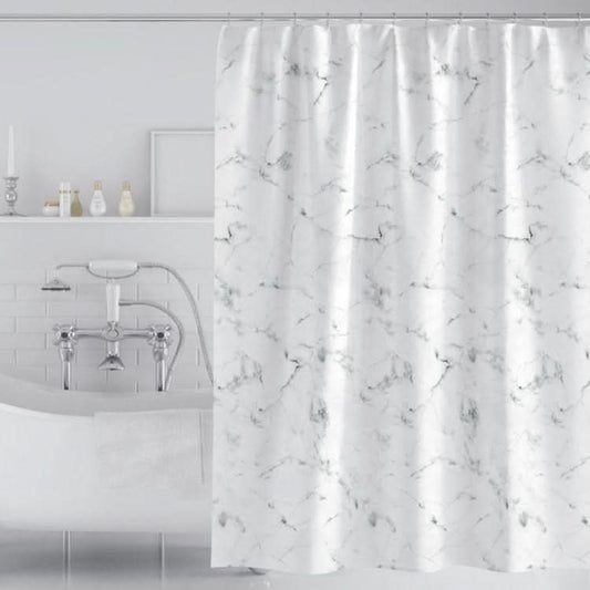 280x200cm Thickened Waterproof Moldproof Shower Curtain Simple Bathroom Hotel Curtain With Hooks(Marble)-Reluova