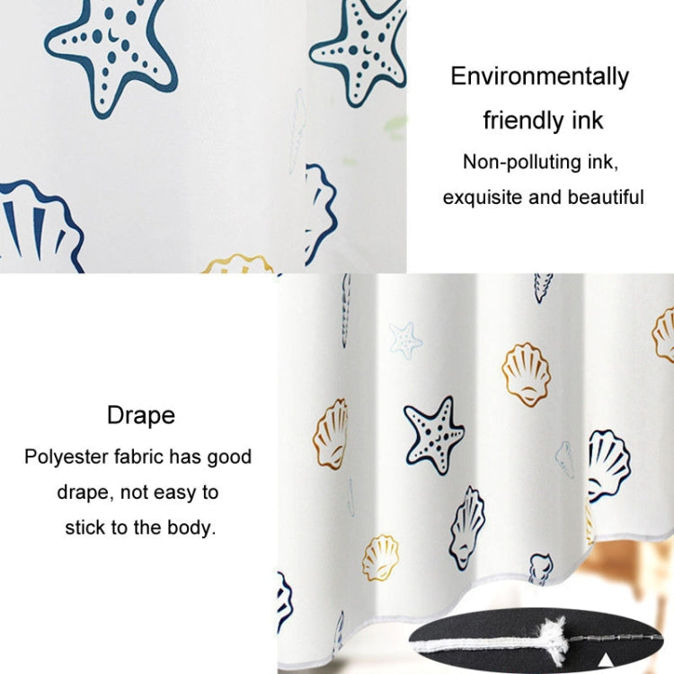 Sea World Polyester Shower Curtain Thickened Waterproof Bathroom Shower Curtain Cloth With Hooks